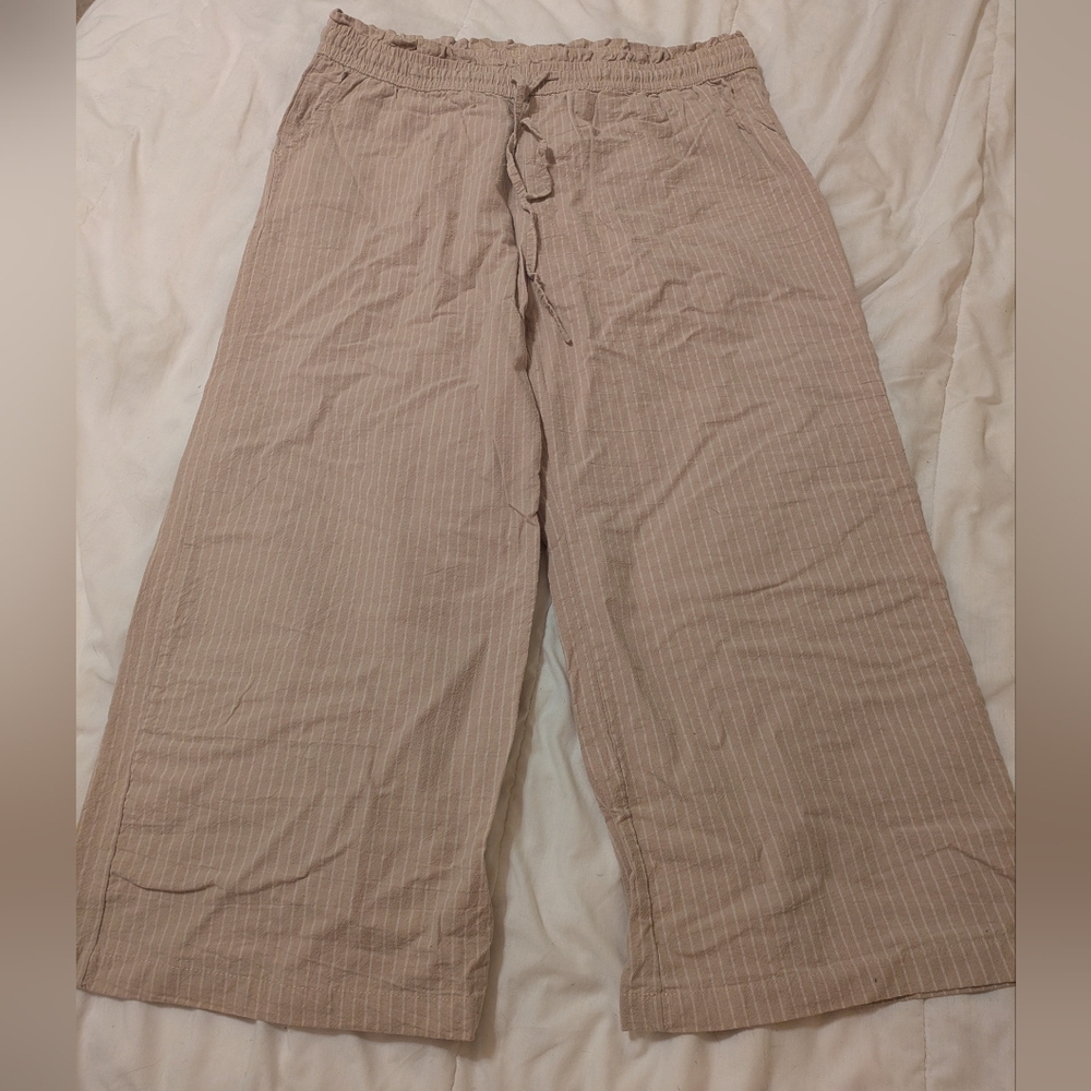 NWOT Linen Pinstripe Wide-Leg Pants